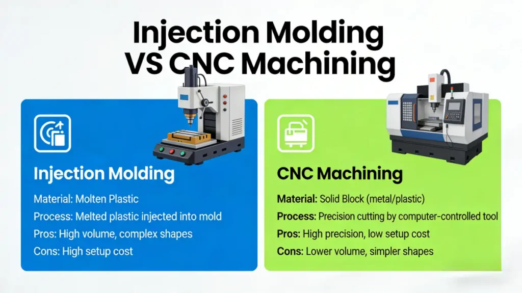 injection molding VS CNC machining