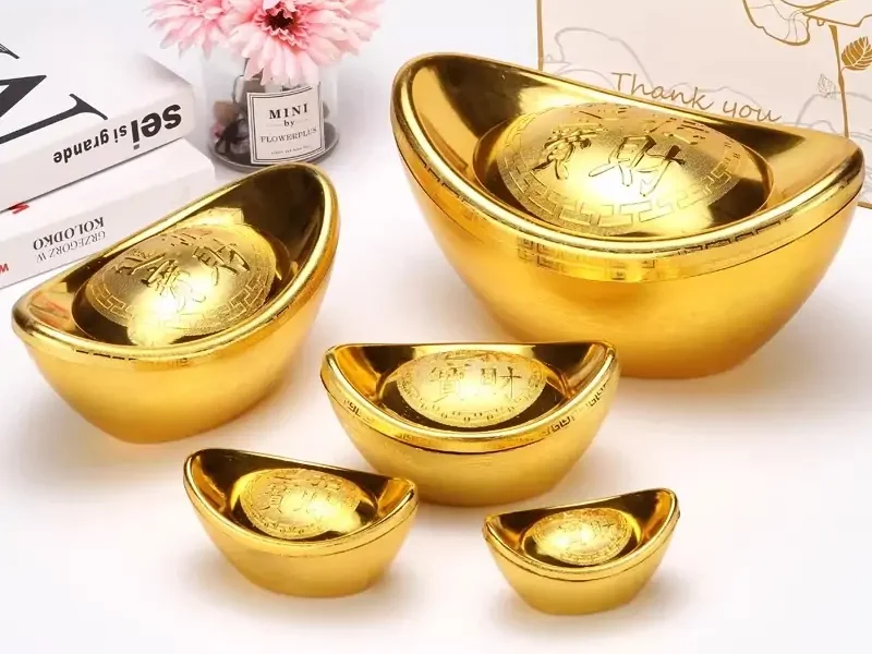 Plastic gold ingot ornament